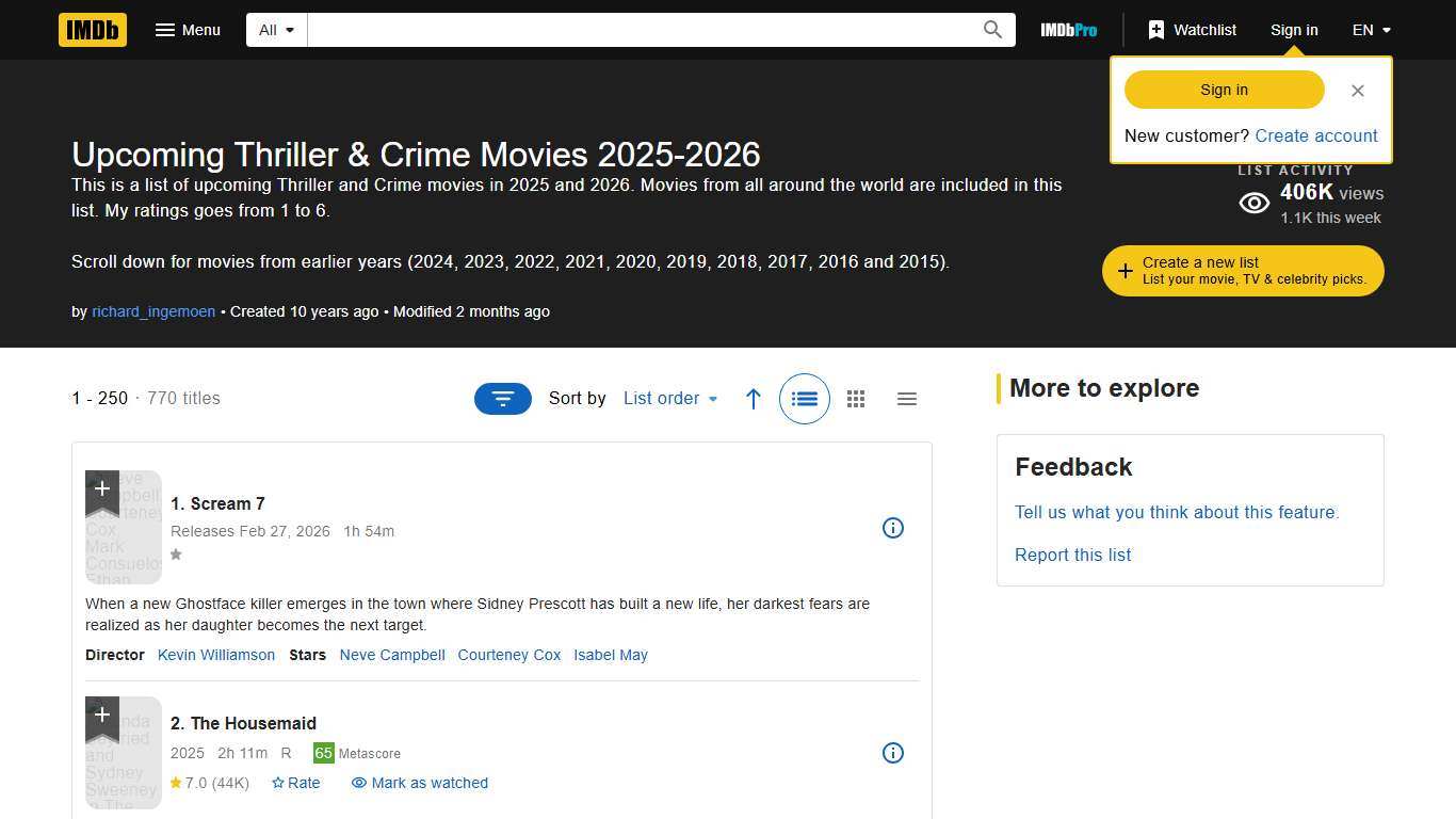 Upcoming Thriller & Crime Movies 2025-2026