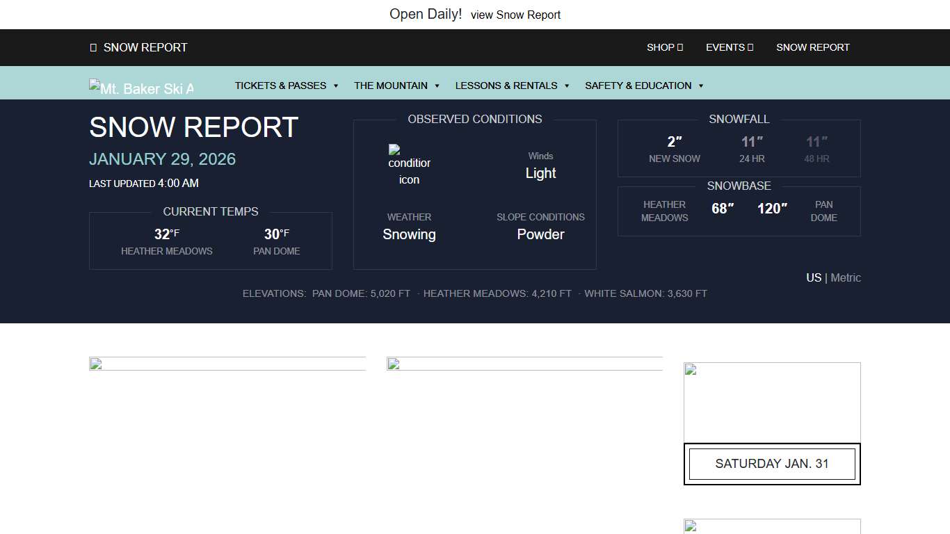 Snow Report - Mt. Baker Ski Area